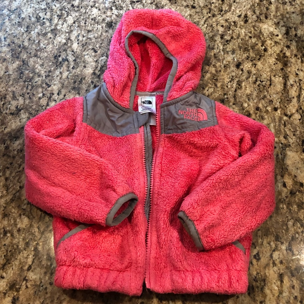 GUC Girls pink north face fleece size 12-18 mon